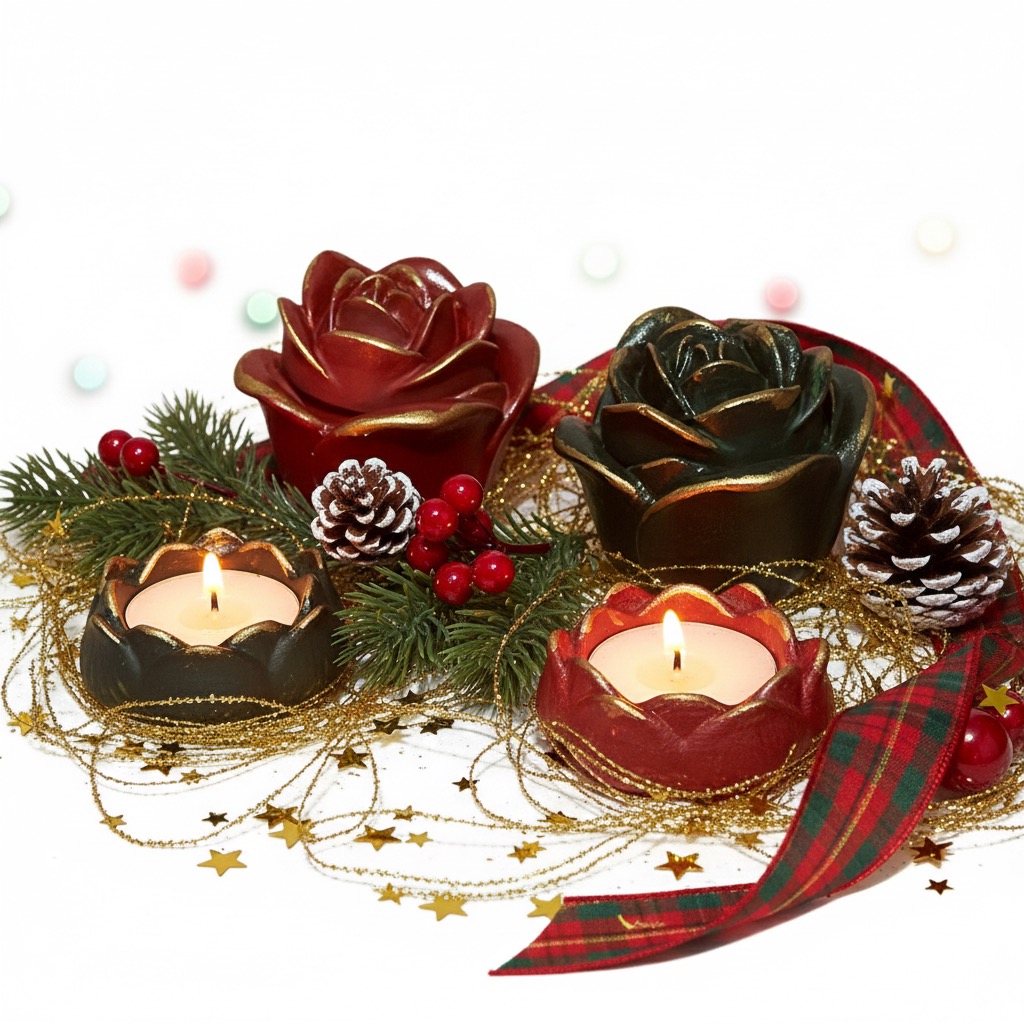 4parca taş mum seti